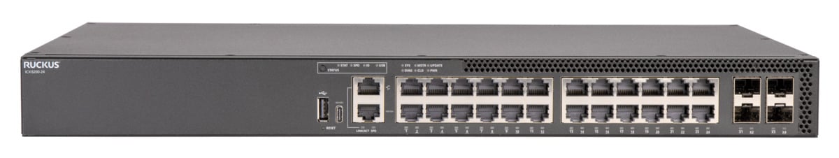 ICX7150-24 - Switch d'accès niveau 3, 24 ports Gigabit Ethernet, 2 uplinks  RJ45, 4 uplinks SFP upgradables, rackable 19